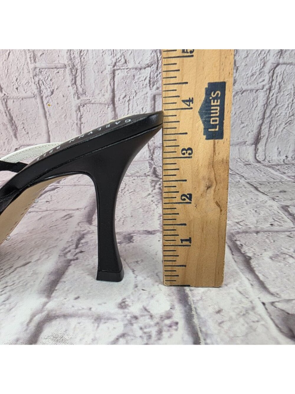 Caelynn Bell For Gianni Bini Heels Sz 9M Black & White Leather Strappy Square To - Picture 6 of 11